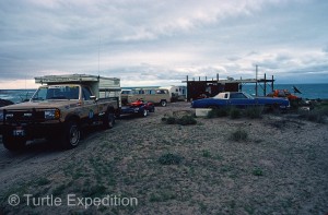 We parked The Turtle among Granvilles eclectic collection of vehicles.