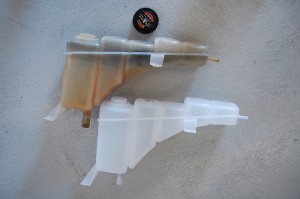 The brackets on the overflow tank were cracking and the plastic was deteriorating. 