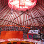 All yurts have an opening in the center to let smoke and heat out. It gets covered with felt during inclement weather.