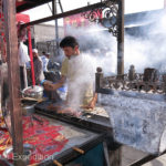 The smell of fresh grilled lamb filled the air.