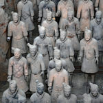 Archeologists can tell from the position of the warriors’ arms and hands what weapons they carried, spears, axes, daggers, curved knives or crossbows and quivers of arrows.