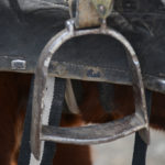 Heavy duty steel strips were obviously made to fit the big boots commonly worn by these men.