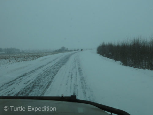 The snow plows were getting a little behind and we were chasing the storm.