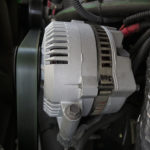 The house batteries are kept charged on the road by an auxiliary 200-amp alternator that is run though a remote Balmar marine regulator.
