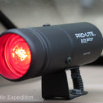 At driver’s eye level, an Auto Meter 14-psi oil pressure warning light will warn us if there is a problem.