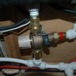 The Watts Series MMV thermostatic Mixing valve cools the 160°F water from the Kelvion Plate heat exchanger down to a safe 120°F tap water in about three minutes.