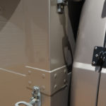 Heavy duty folding steps give us access to the top storage boxes or to clean the solar panels.