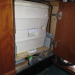 Tucked away on slide-out tracks, our Thetford Porta Potti is out of the way until we need to use it.