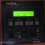 The ProSine information panel gives us current battery voltage, rate of charge, battery temperature and enables us to switch from inverter to charger.